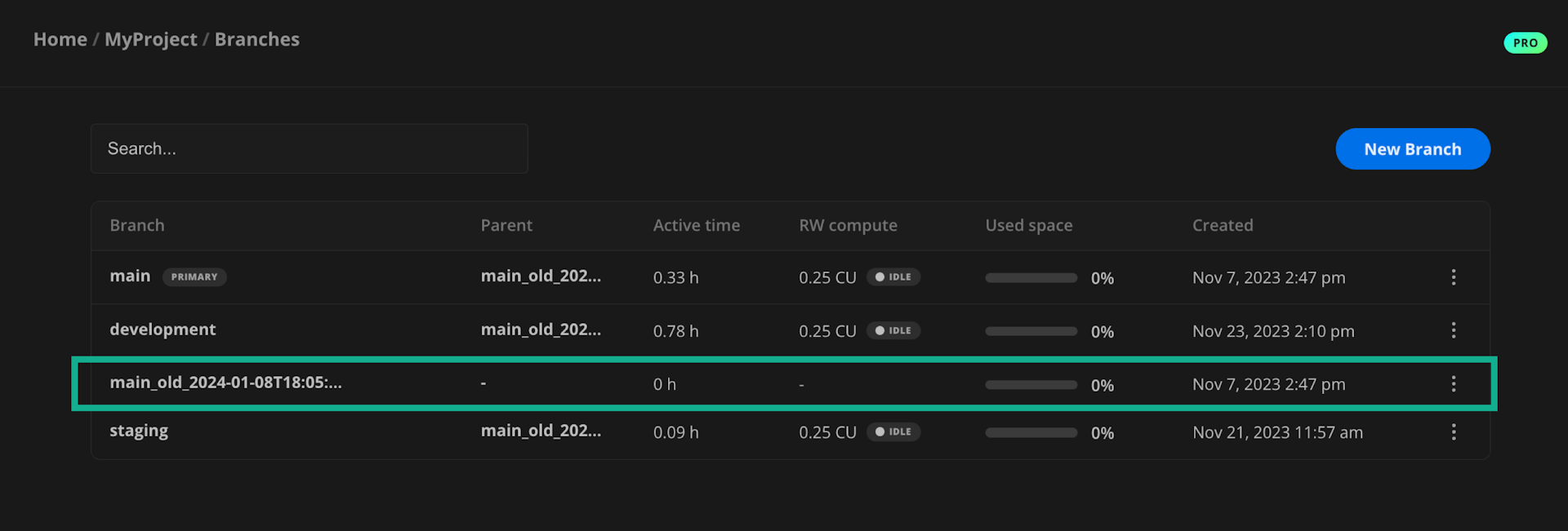 branch restore backup branch