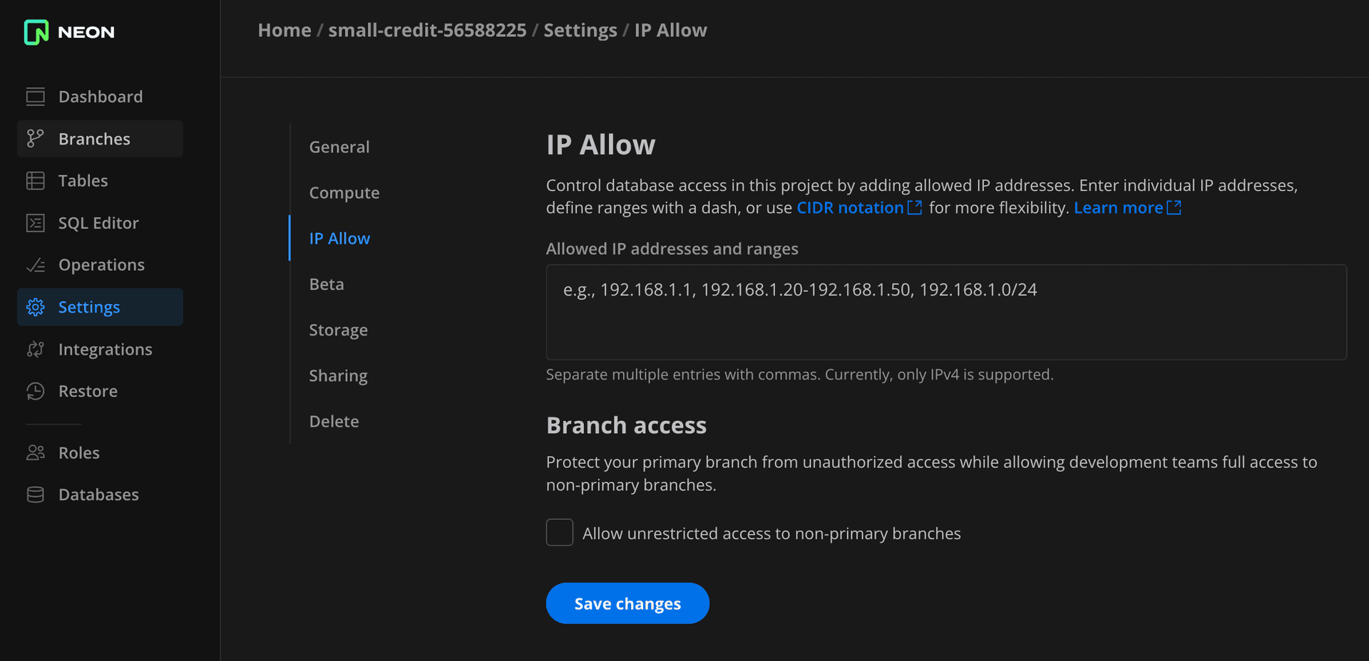 IP Allow configuration